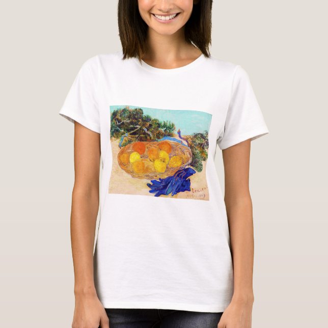 Camiseta Naranjas y Lemons con guantes azules, Van Gogh (Anverso)