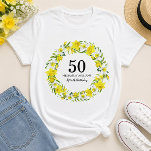 Camiseta Narciso Amarillo Cumpleaños Personalizado Quincuag