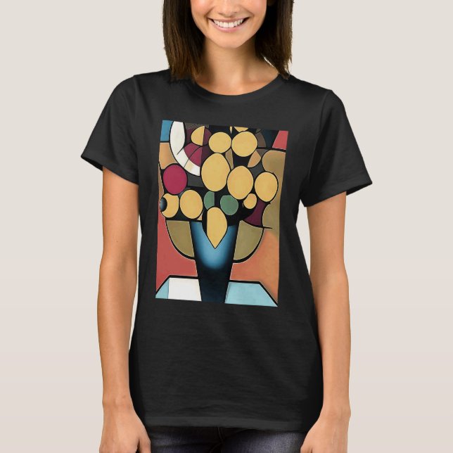 Camiseta Narcisos Amarillos En Un Jarrón Azul Estilo Geomét (Anverso)