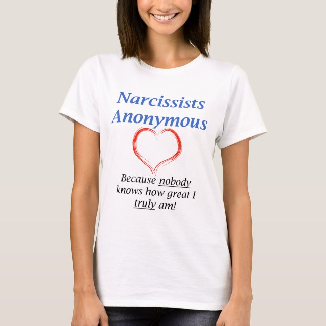 Camiseta Narcissists anónimos (Anverso)