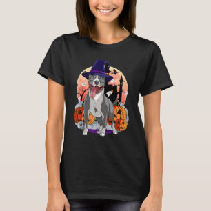 Camiseta Nariz azul Pitbull Halloween Bruja Calabaza Pit Bu