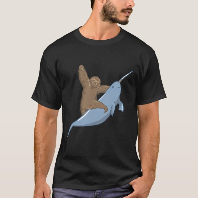 Camiseta Narwahl Unicorn Beluga Tusk Whale Fish Sloth Regal (Anverso)