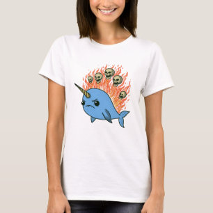 Camiseta Narwhal Angry Skulls & Flames