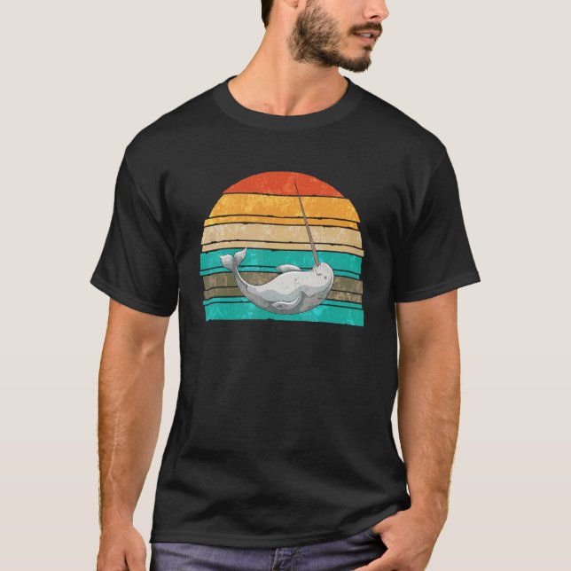 Camiseta Narwhal animal retro de ballena mamífero oceánico  (Anverso)