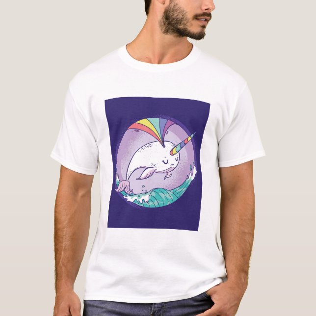 Camiseta Narwhal arcoiris (Anverso)