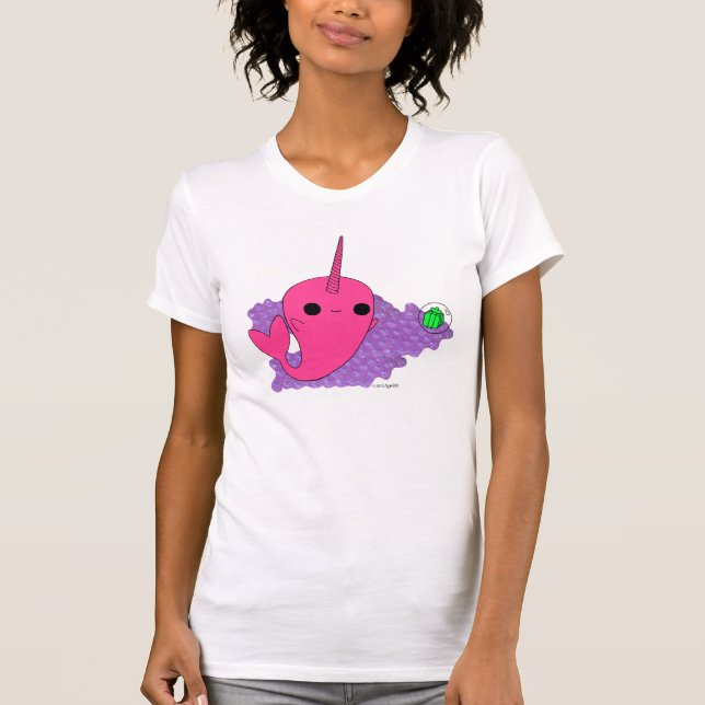 Camiseta Narwhal (burbujas púrpuras) (Anverso)