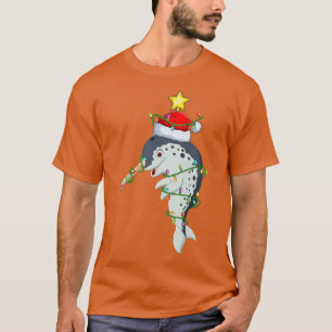 Camiseta Narwhal Fish Lighting Xmas Tree Mating Narwhal C