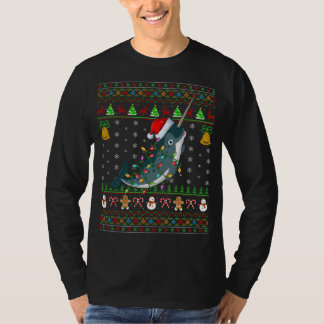 Camiseta Narwhal Fish Lover Navidad Santa Hat Narwhal Feo C