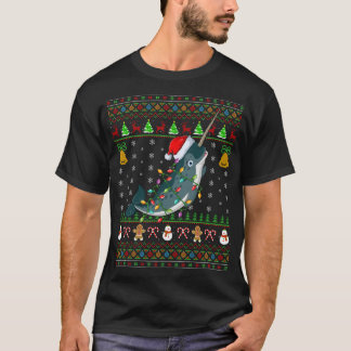 Camiseta Narwhal Fish Lover Navidad Santa Hat Narwhal Feo C