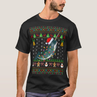 Camiseta Narwhal Fish Lover Navidad Santa Hat Narwhal Feo C