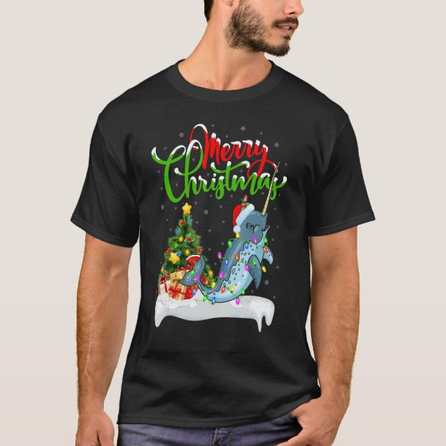 Camiseta Narwhal Fish   Xmas Decorations Santa Narwhal Chri (Anverso)
