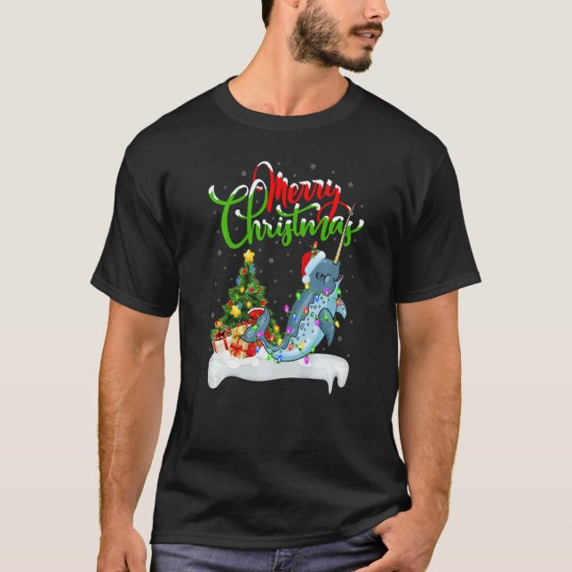 Camiseta Narwhal Fish  Xmas Decorations Santa Narwhal Chris (Anverso)