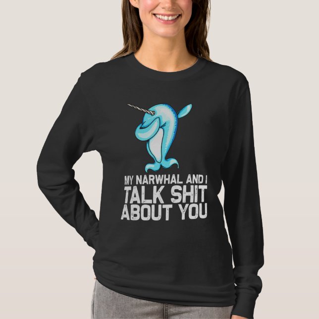 Camiseta Narwhal Para Hombres Mujeres Que Están Paseando Ba (Anverso)