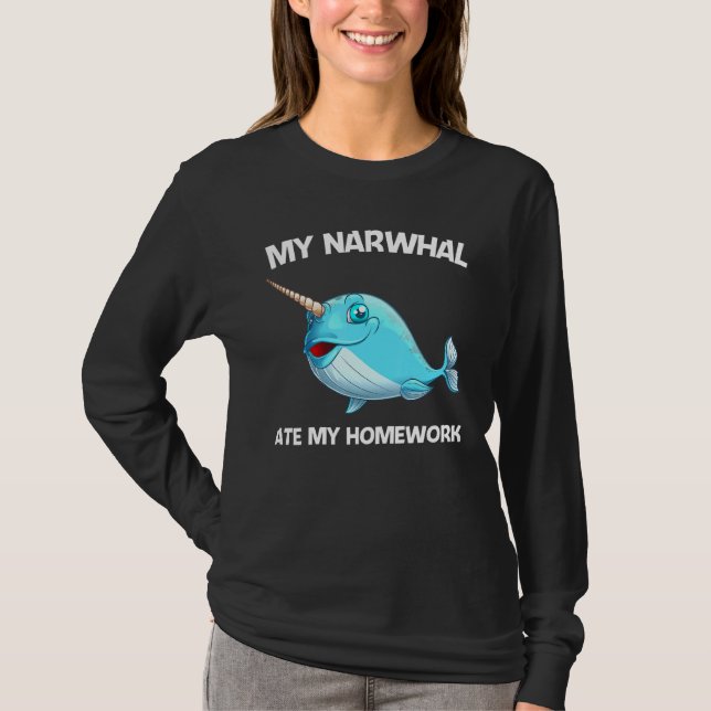Camiseta Narwhal Para Niños Chica Mar Peces De Ballena (Anverso)