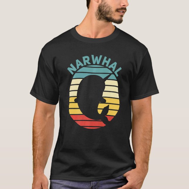 Camiseta Narwhal Retro Sunset Unicorn of the Sea Narwhal (Anverso)