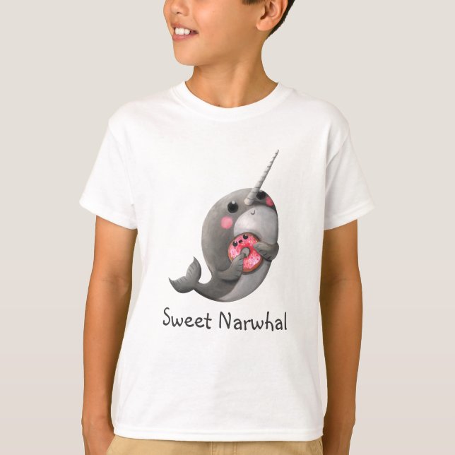 Camiseta Narwhal tímido con el buñuelo (Anverso)