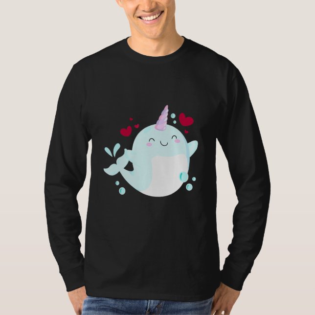 Camiseta Narwhal Unicorn Love Heart Narwhale Sea Animals Fi (Anverso)