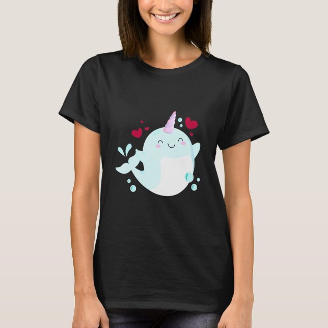 Camiseta Narwhal Unicorn Love Heart Narwhale Sea Animals Fi (Anverso)