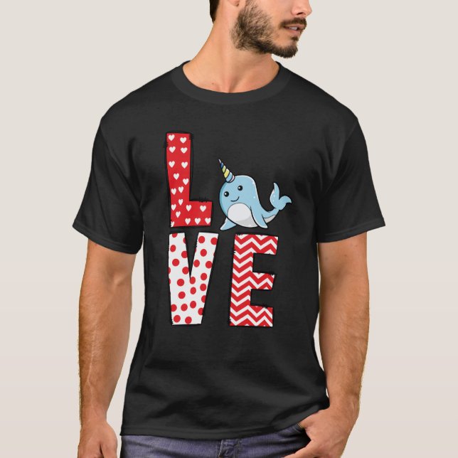 Camiseta Narwhal Valentines Day Love Valentine Cute Hearts (Anverso)