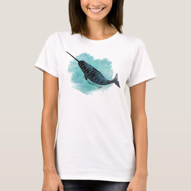 Camiseta Narwhal, Watercolor Ocean Heart (Anverso)