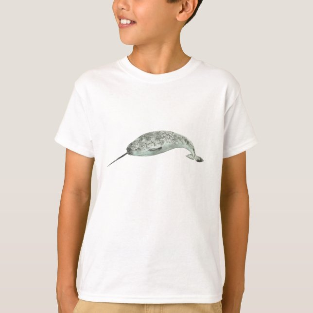 Camiseta Narwhal whale watercolor (Anverso)