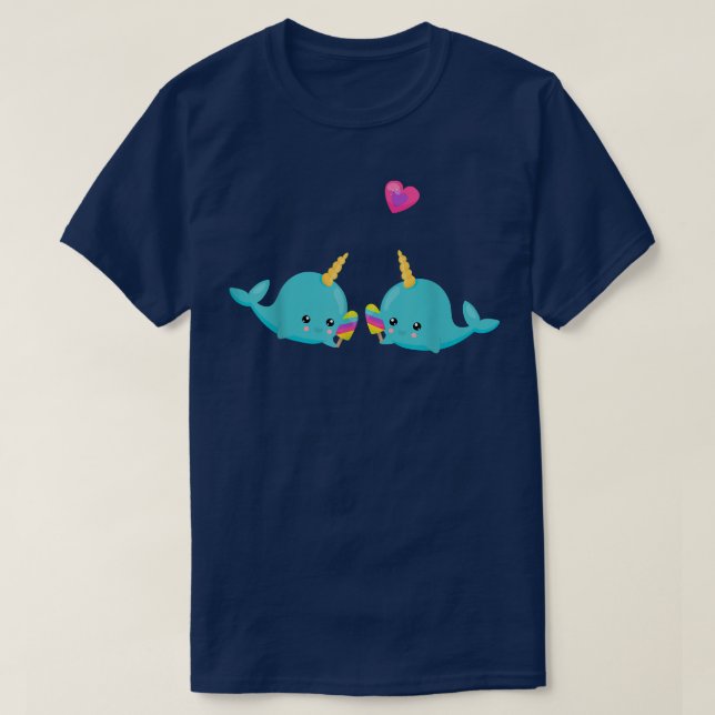 Camiseta Narwhals come arcoiris le permite a Unicornios de  (Diseño del anverso)