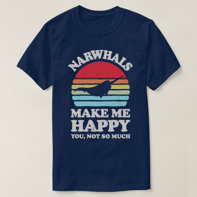 Camiseta Narwhals me hacen feliz Sunset Retro para hombres  (Diseño del anverso)