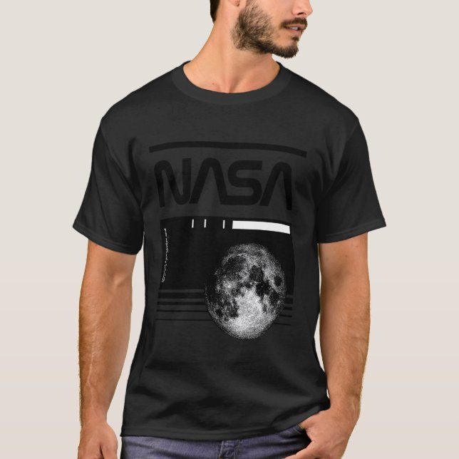 Camiseta NASA - Plano de la Luna y Código de Barras (Anverso)