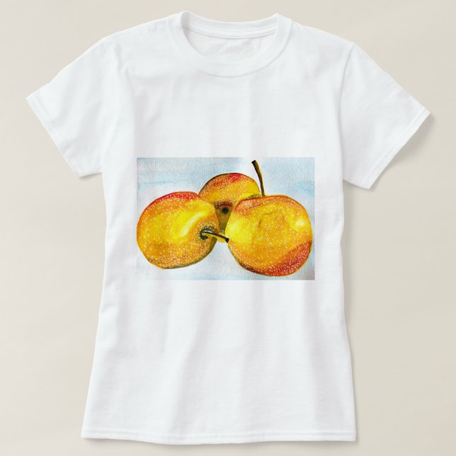 Camiseta Nashi peras color amarillo fruta de la acuarela (Diseño del anverso)