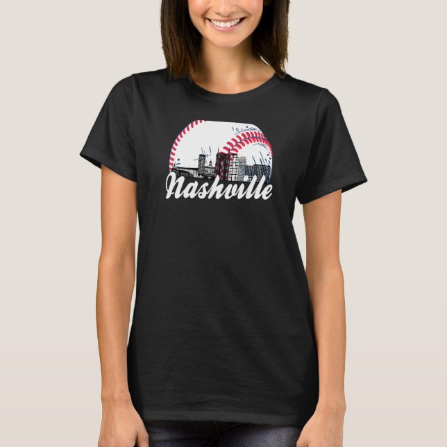 Camiseta Nashville Baseball Skyline Retro Nashville Citysca (Anverso)