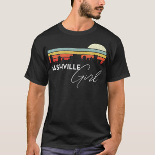 Camiseta Nashville Chica Retro Sunset City Skyline Souvenir