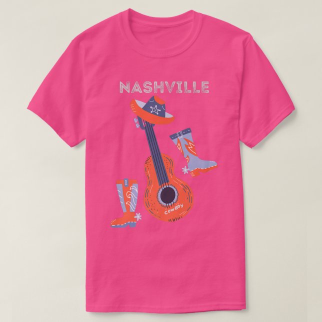 Camiseta Nashville cowboy boots cowboy hat and guitar Premi (Diseño del anverso)
