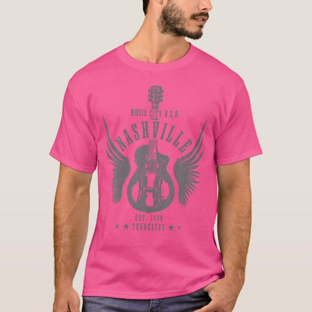 Camiseta Nashville Guitar Tn Tennessee Country Music City V (Anverso)