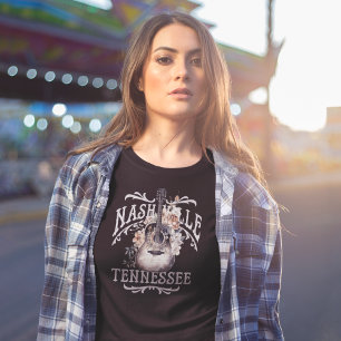 Camiseta Nashville Guitarra Floral Vintage