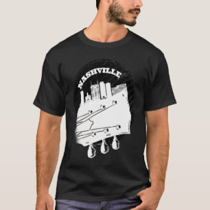 Camiseta Nashville Music Guitar USA Skyline Silhouette Outl