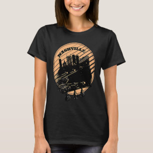Camiseta Nashville Music Guitar USA Skyline Silhouette Outl