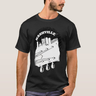 Camiseta Nashville Music Guitar USA Skyline Silhouette Outl