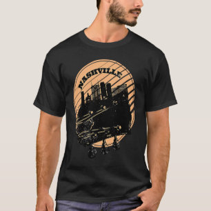 Camiseta Nashville Music Guitar USA Skyline Silhouette Outl