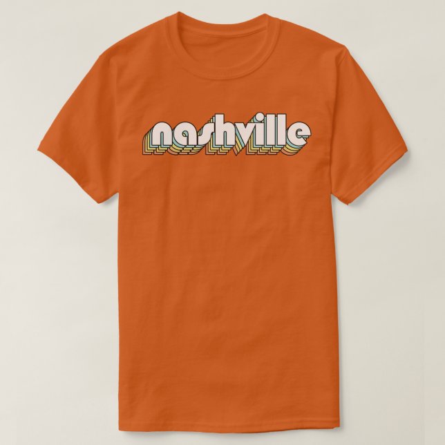 Camiseta Nashville Retro Rainbow Typography Style (Diseño del anverso)