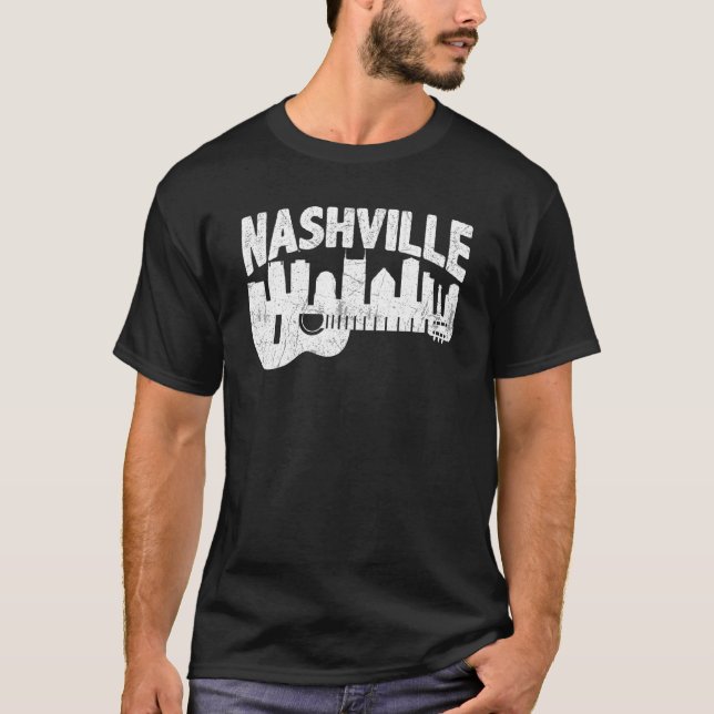 Camiseta Nashville Skyline Tennessee Country Music Guitar P (Anverso)