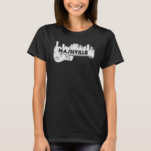 Camiseta Nashville Skyline Tennessee Country Music Guitar P (Anverso)
