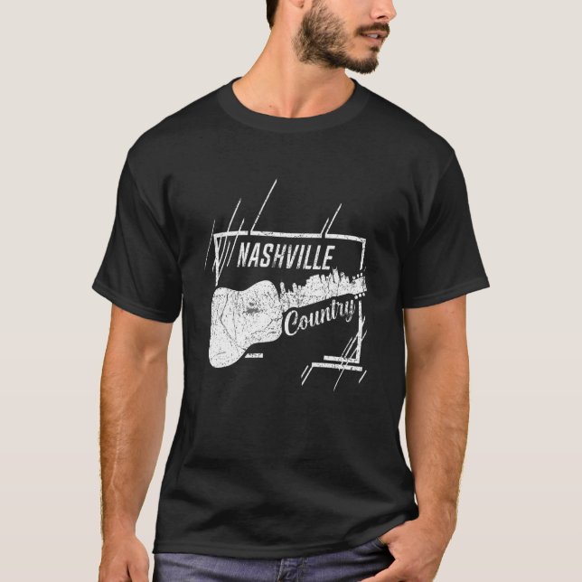 Camiseta Nashville Skyline Tennessee Country Music Guitar P (Anverso)