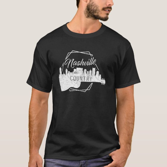 Camiseta Nashville Skyline Tennessee Country Music Guitar P (Anverso)