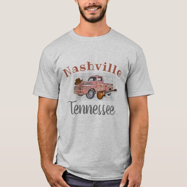 Camiseta "Nashville Tennessee" Camión y Guitarra Vintage (Anverso)