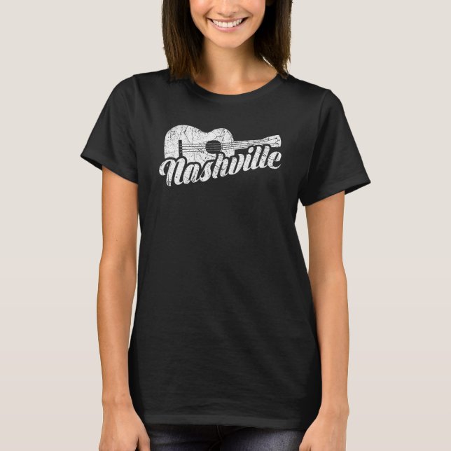 Camiseta Nashville Tennessee Country Music Retro Guitar Pla (Anverso)