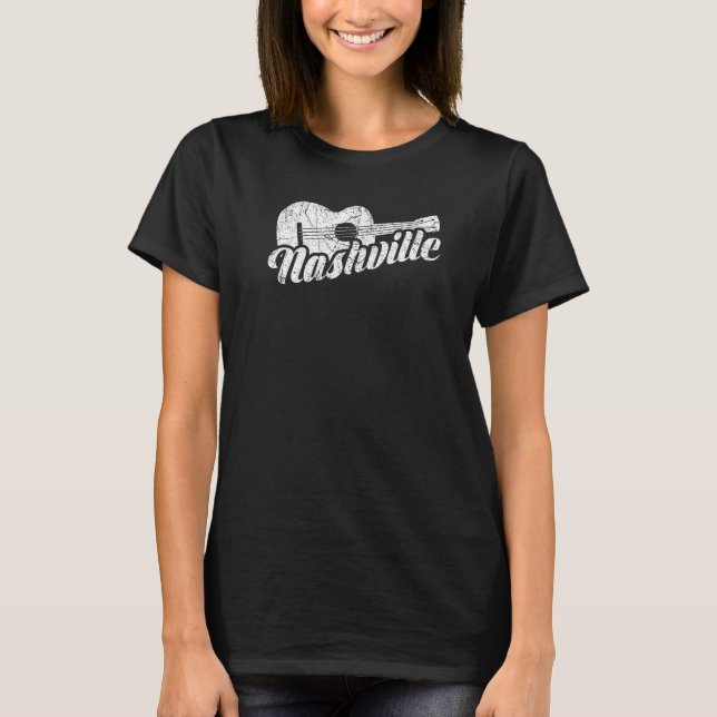 Camiseta Nashville Tennessee Country Music Retro Guitar Pla (Anverso)
