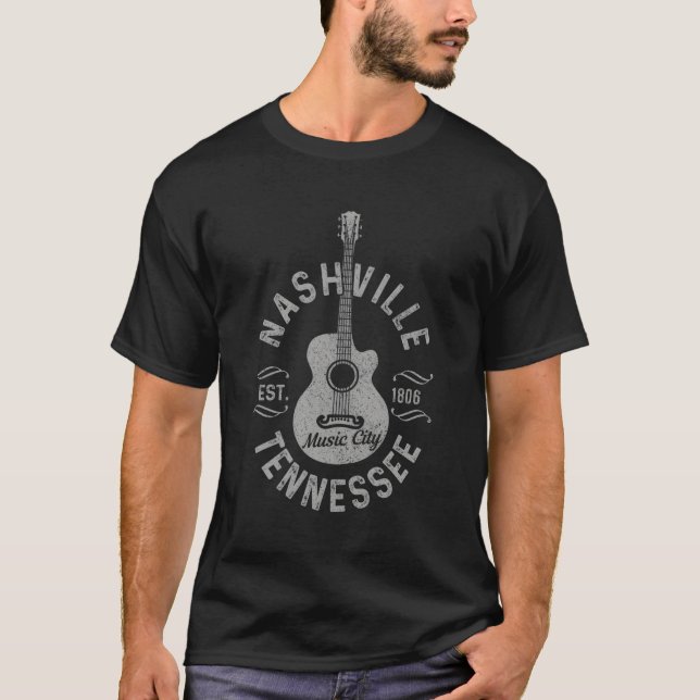 Camiseta Nashville Tennessee Guitar Country Music City (Anverso)