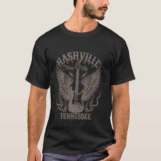 Camiseta Nashville Tennessee Guitar Música Country Ciudad M