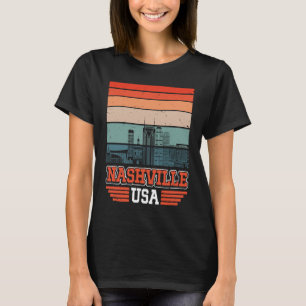 Camiseta Nashville USA Retro Vintage Sunset Skyline Nashvil