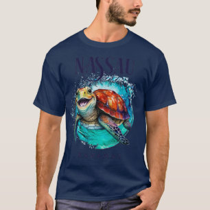 Camiseta Nassau Bahamas acuarela feliz tortuga marina